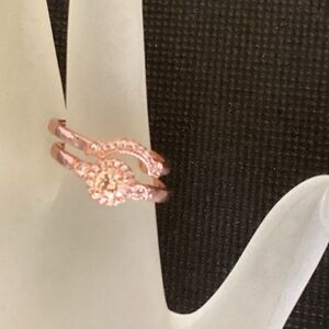 Rose Gold on Sterling Silver 925 Cz Ring Set Size 10